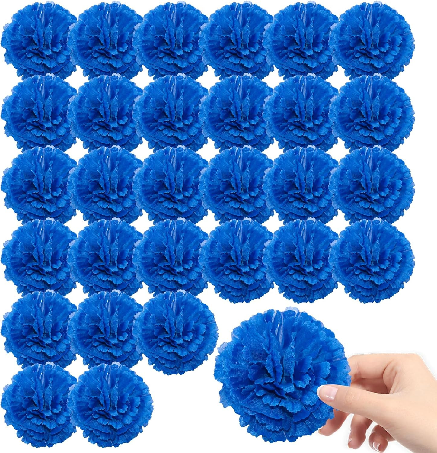 30 Pcs Royal Blue Marigold Flower Heads,3.5 inch Silk Marigolds Stemless Arti…
