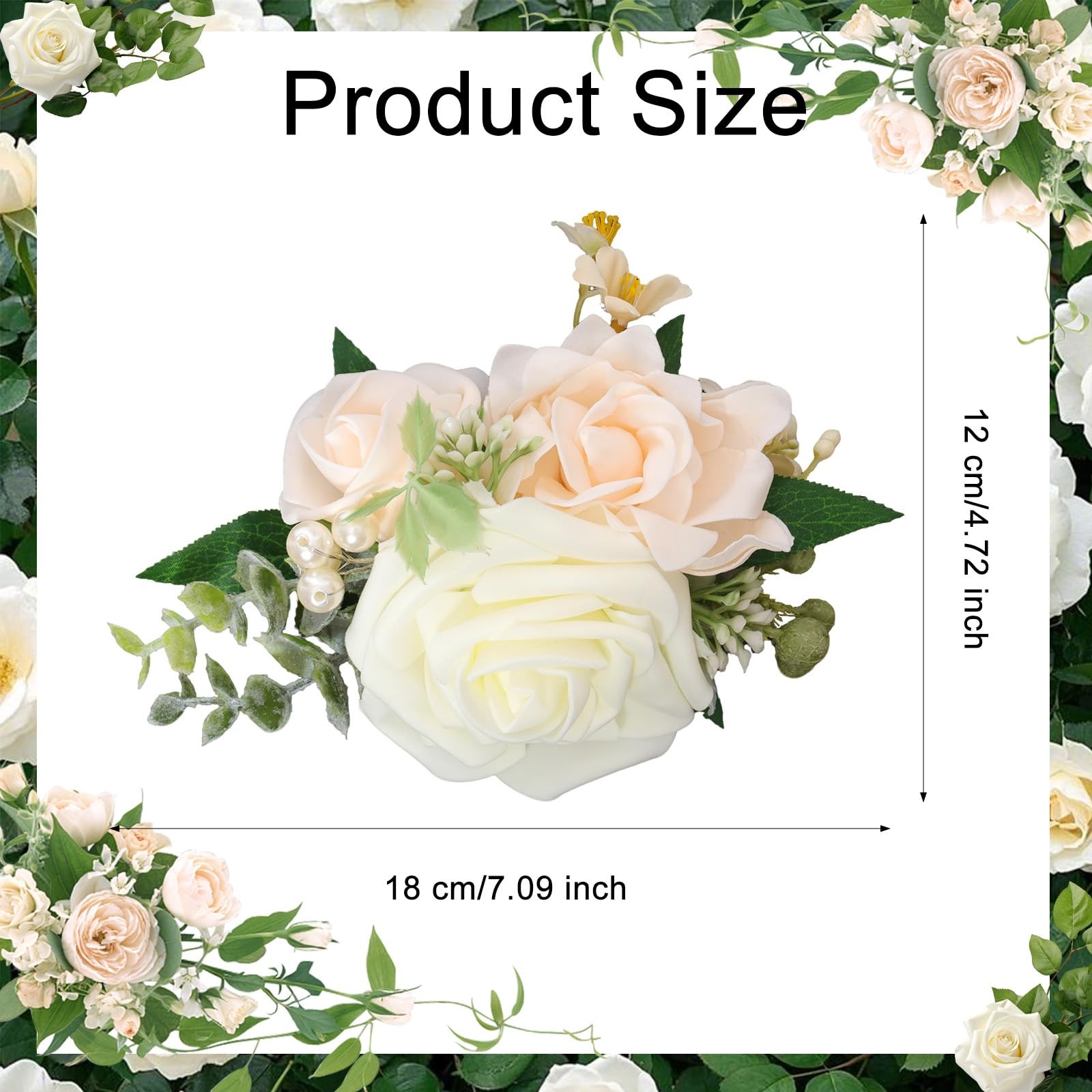 2 Pcs Wrist Corsage for Wedding Light Champagne Wrist Flower Bridal Wristband…