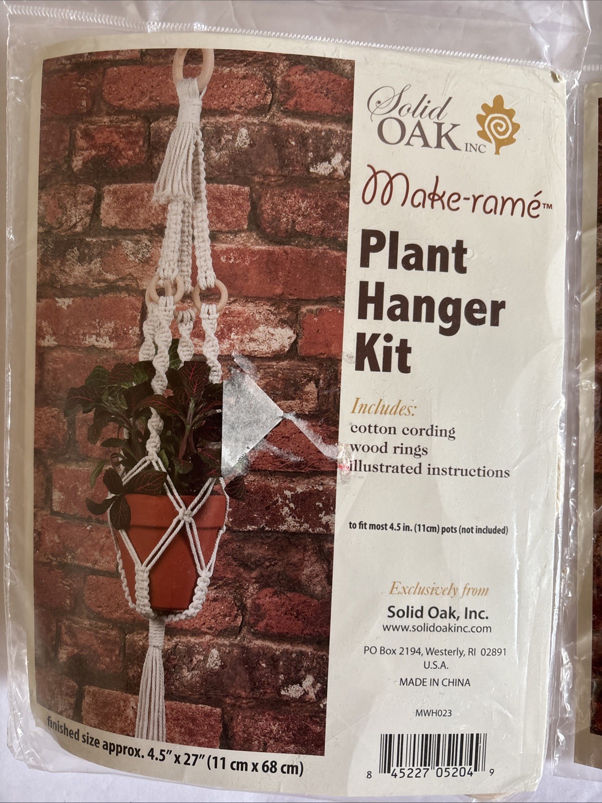 MACRAME Solid Oak Inc PLANT HANGER KIT – Set of 2 – 4 1/2″ x 27″ Mid Century