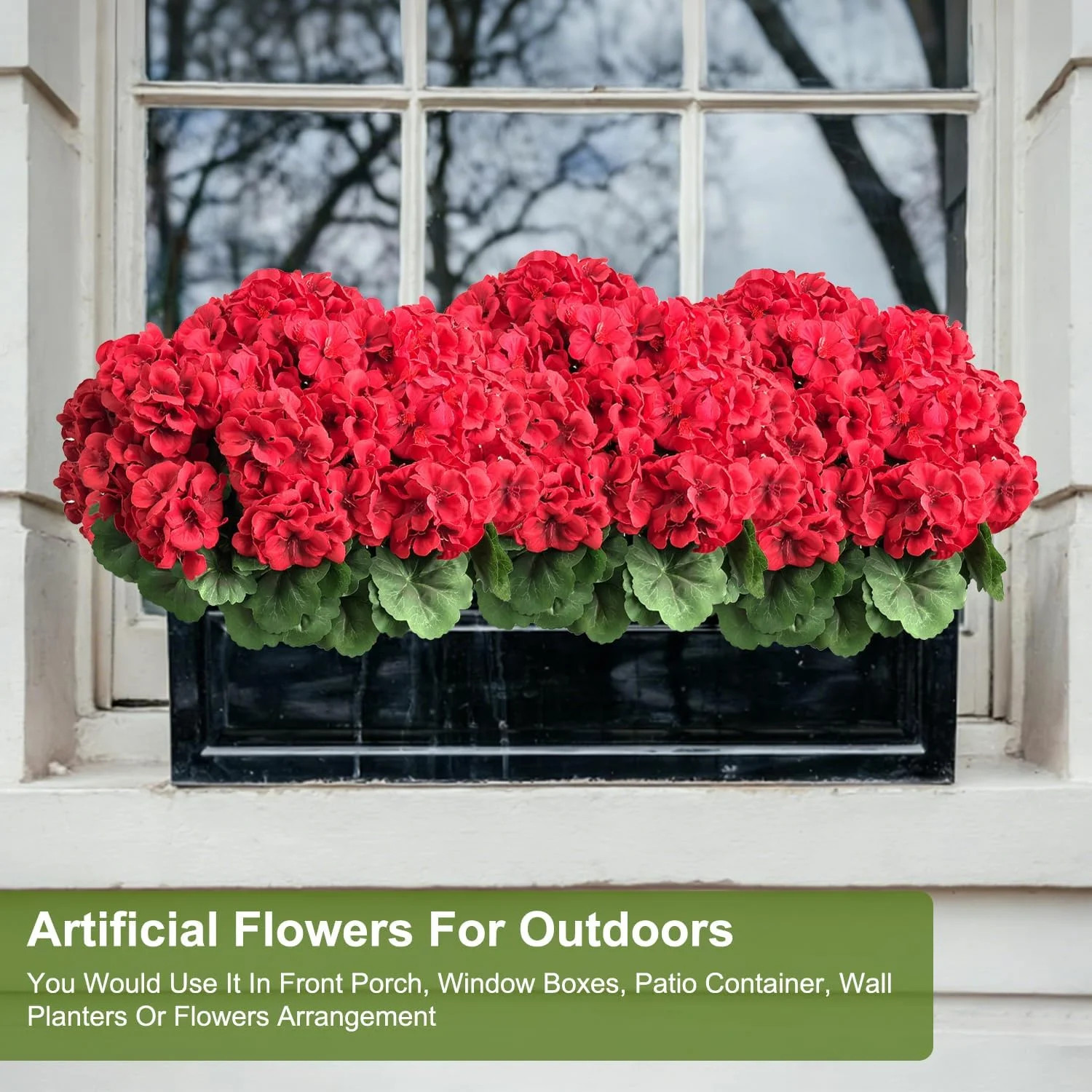 4 Bundles Artificial Geranium Flowers for Outdoors Silk Geranium Flowers Outdoor