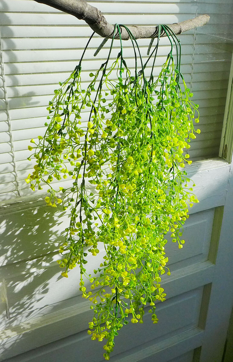 2 Pcs Artificial Plant Yellow Plastic Admiralty cane rattan Hangings (V8)
