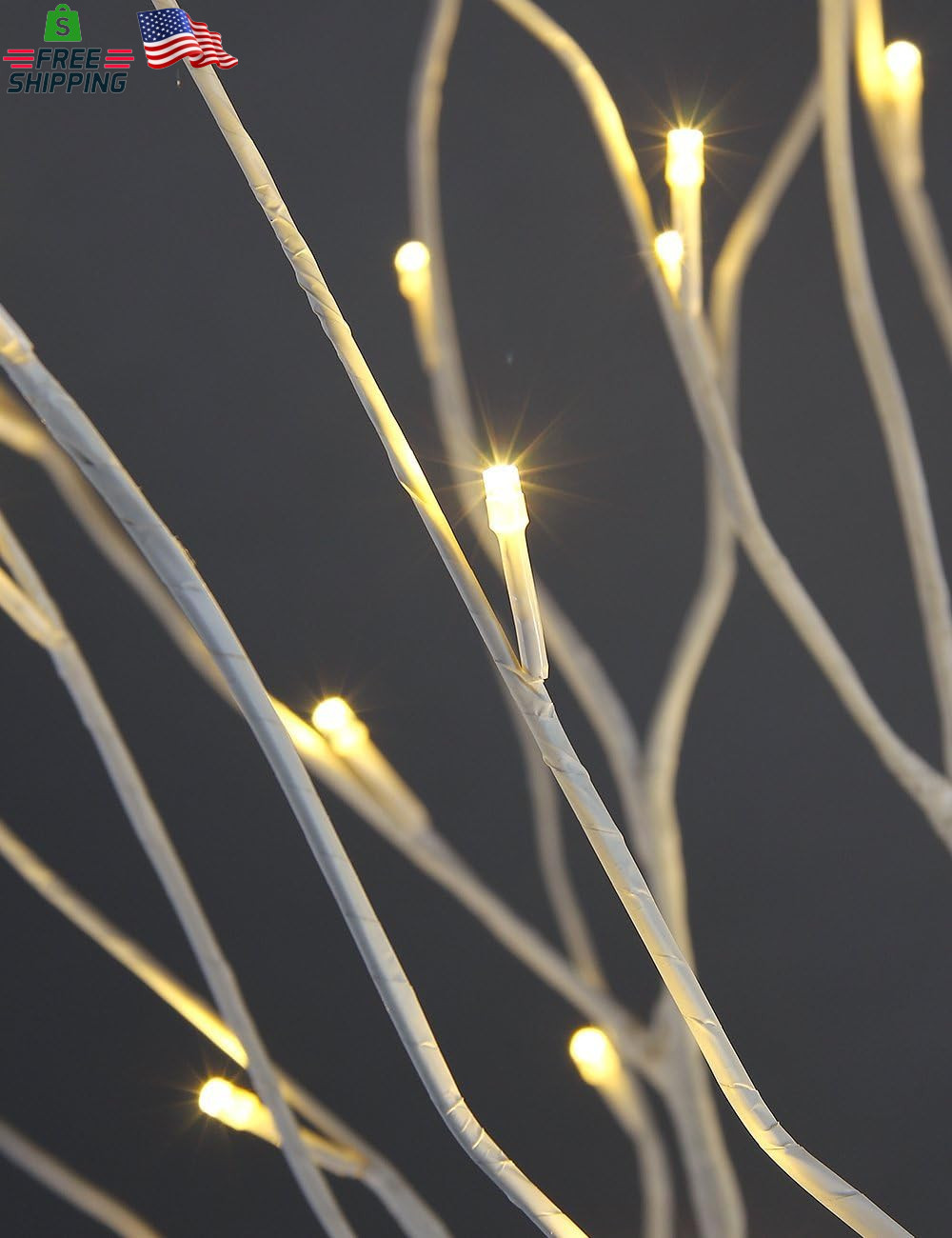 8 Feet 132L LED Birch Tree Lights, Warm White, for Holiday Party and Christmas D