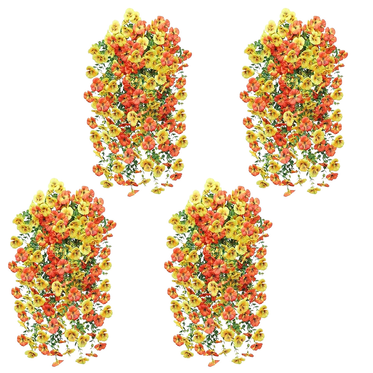 4Pcs Artificial Hanging Flowers UV Resistant Faux Plant for Outdoor Indoor Decor