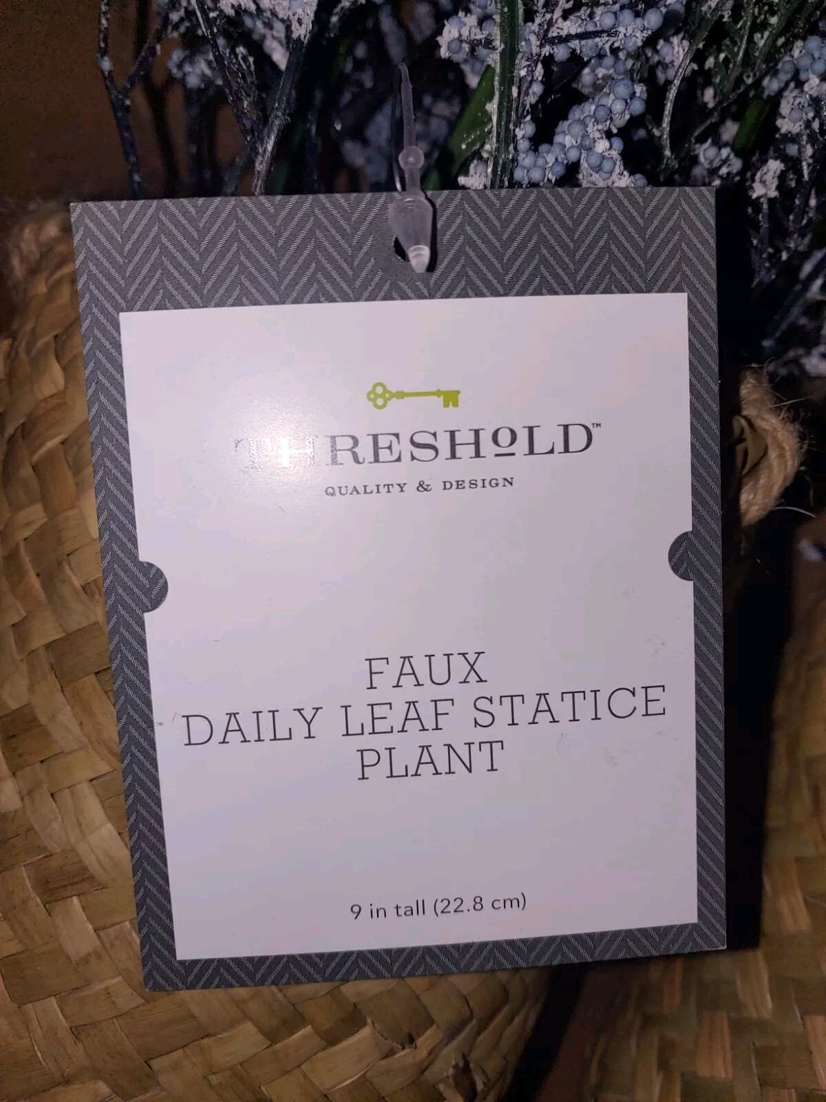 (2) Threshold Faux Daily Leaf Statice Hanging Plants 9in Tall (118)
