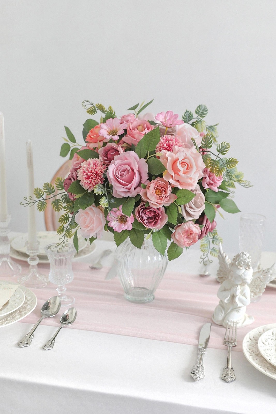 Artificial Flowers Combo Dusty Pink Silk Fake Bouquet Wedding Party Decor