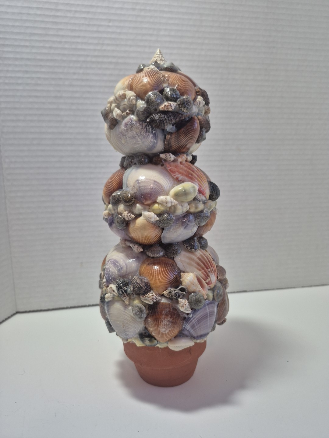 10 1/2″ Topiary – SEASHELLS POTTED TREE /bush – Made for Beachcombers. Unusual !