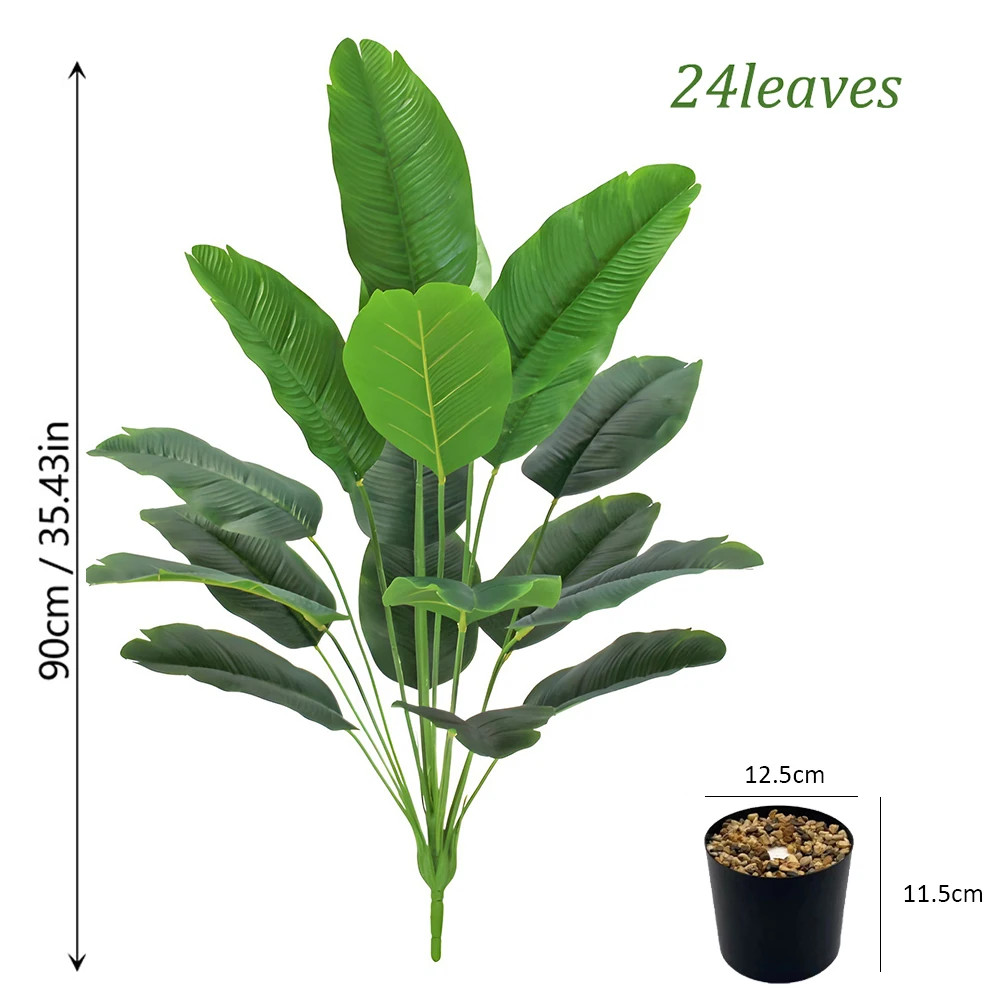 24 Leaves Areca Palm Artificial Plants Trees in Pot Plastic Green Fake Plant Tre
