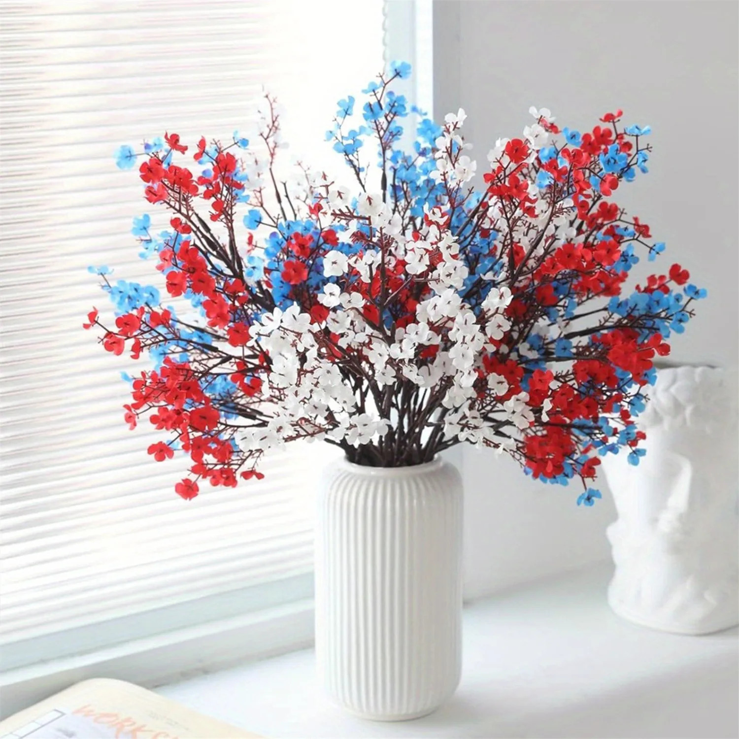 15pcs White Blue Red Mixed Color Artificial Flowers Gypsophila Fake Plants