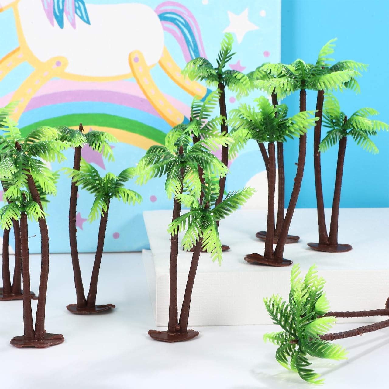 12 Pieces Miniature Coconut Tree Decoration Mini Palm Trees Figurines Palm Tr…