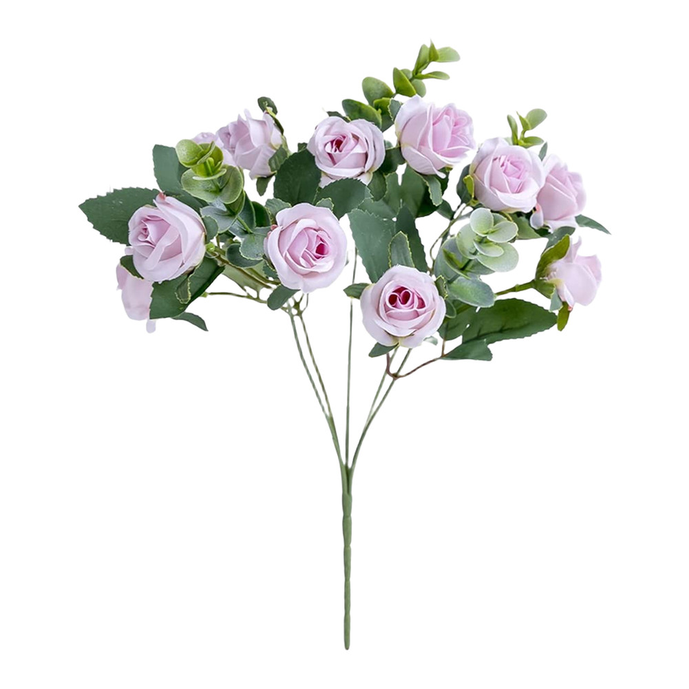 30cm Lightweight Artificial Bouquet Roses Eucalyptus 36g Wedding Decor