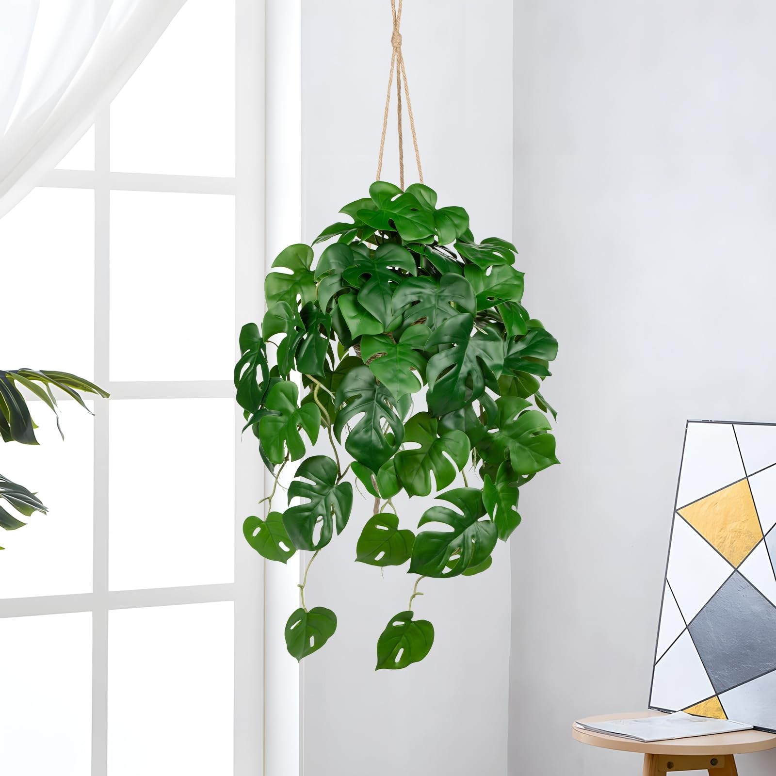 Large Fake Hanging Plants in Pot for Indoor & Outdoor, Long Artificial Hangin…