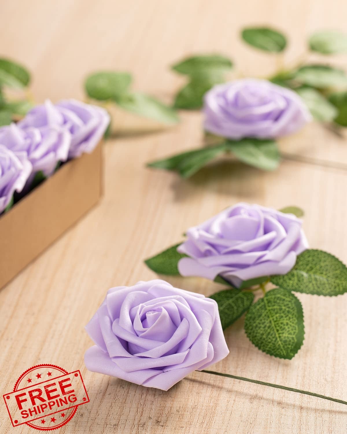 DuHouse Lilac 25pcs Artificial Roses w/ Stems