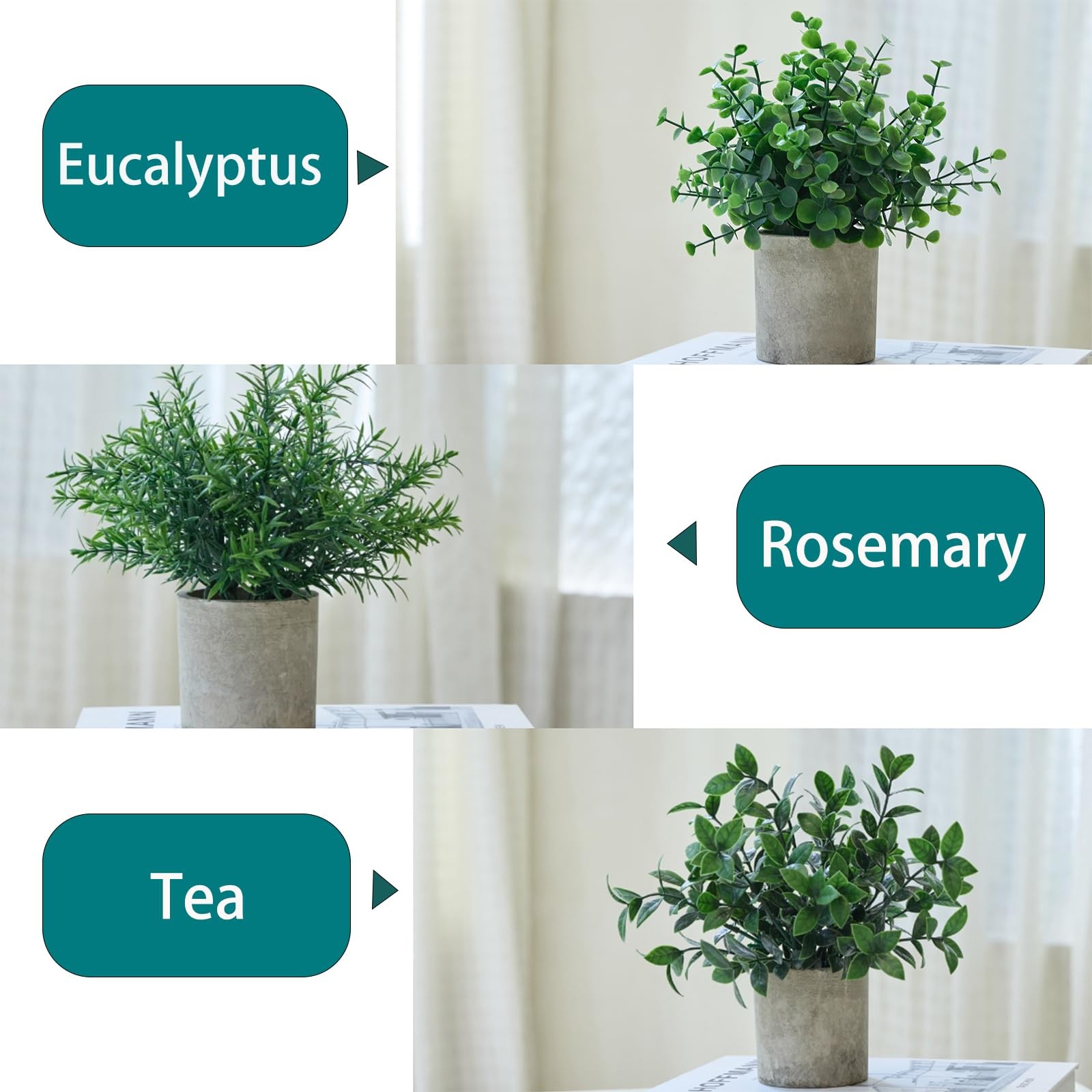 3 Pack Small Potted Fake Plants for Desk Shelf Bedroom Decor