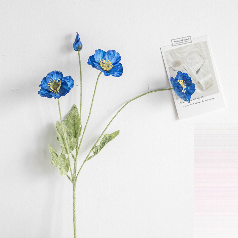 1PC Wild Corn Poppy Silk Flower Stem with 4 Heads Artificial Flower Home Decors