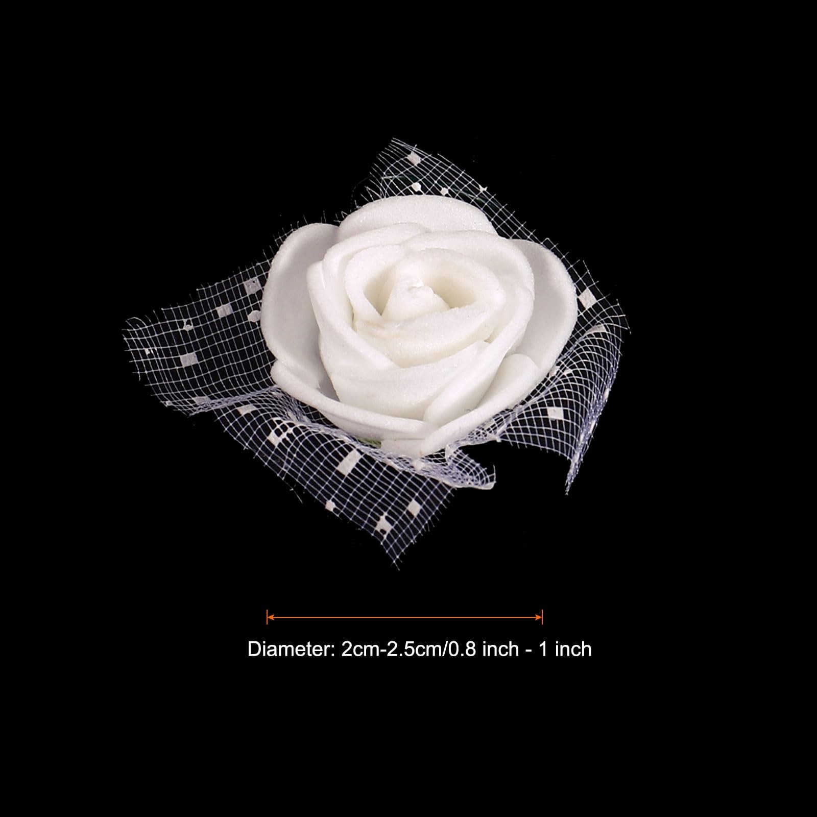 144 PCS White Mini Artificial Rose Flower Heads 0.81 Inch DIY Craft