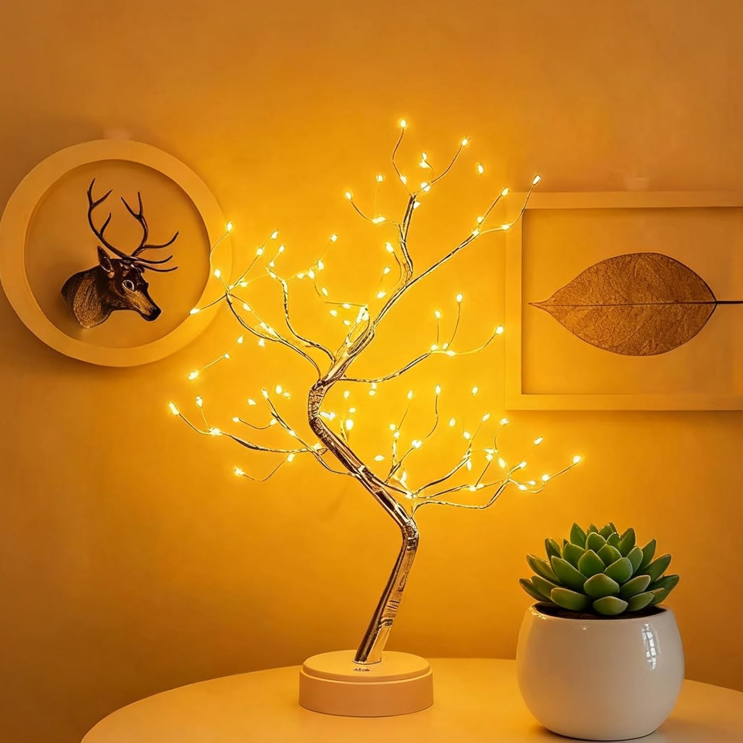 Hbaushun 20″ Tabletop Bonsai Tree Light, 108 LED Fairy Light Warm White