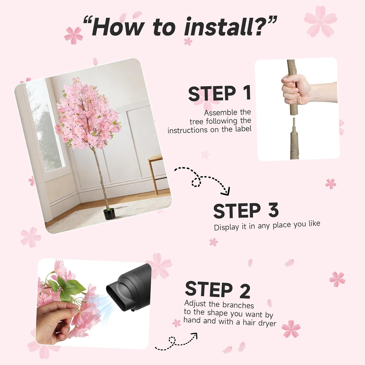 6FT Pink Artificial Cherry Blossom Tree for Home, Office & Wedding Decor