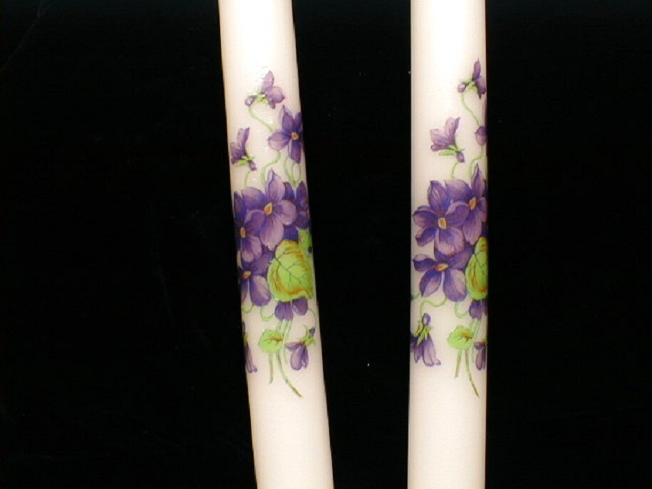 6 PC SILK LAVENDER FLORAL TAPER CANDLE RING ARTIFICIAL #20