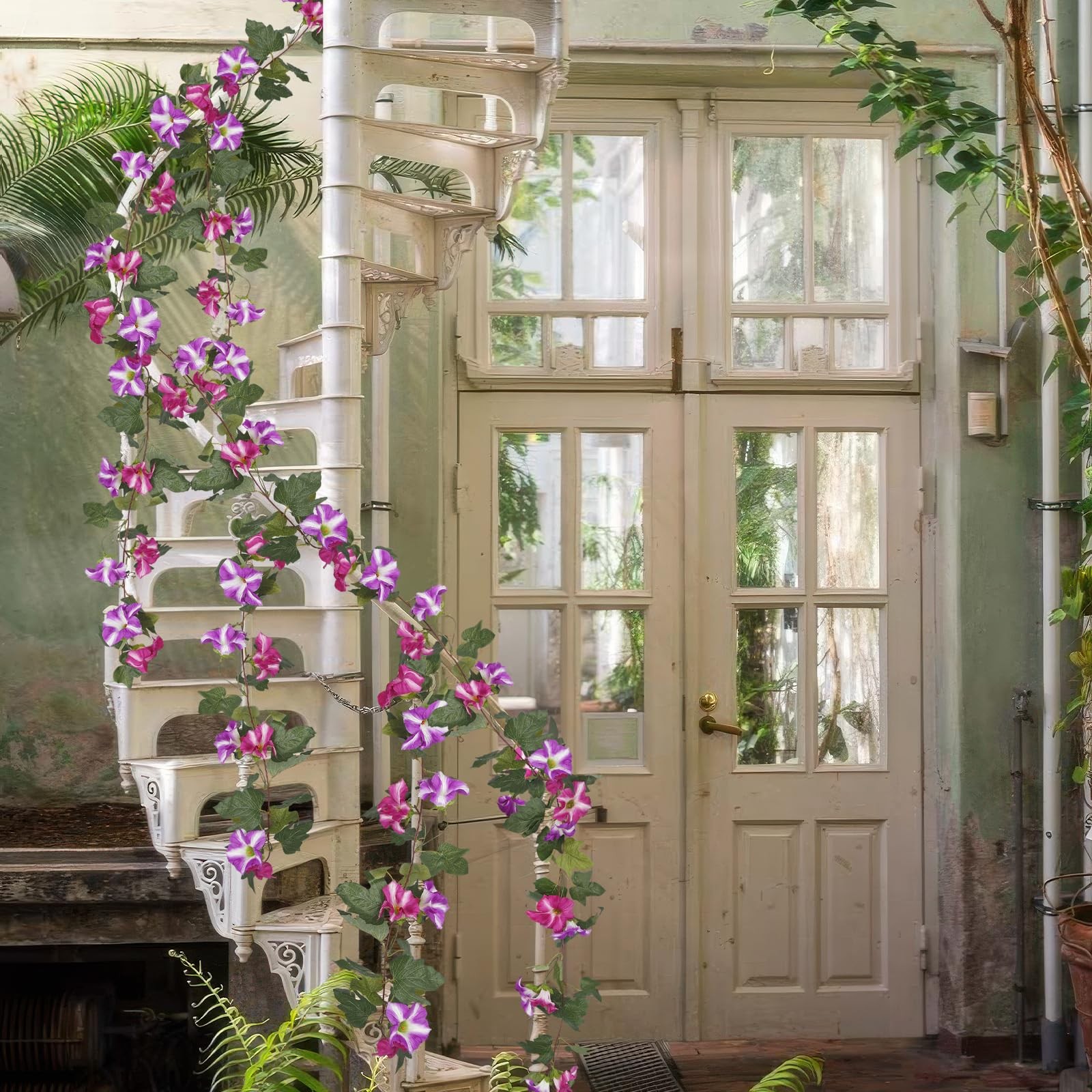 2 Pcs Artificial Vines for Outdoors Silk Morning Glory Garland 11.5 Ft Hangin…