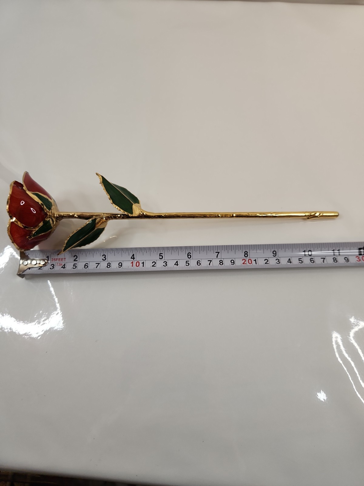 Lovely Red Rose with Gold Accents