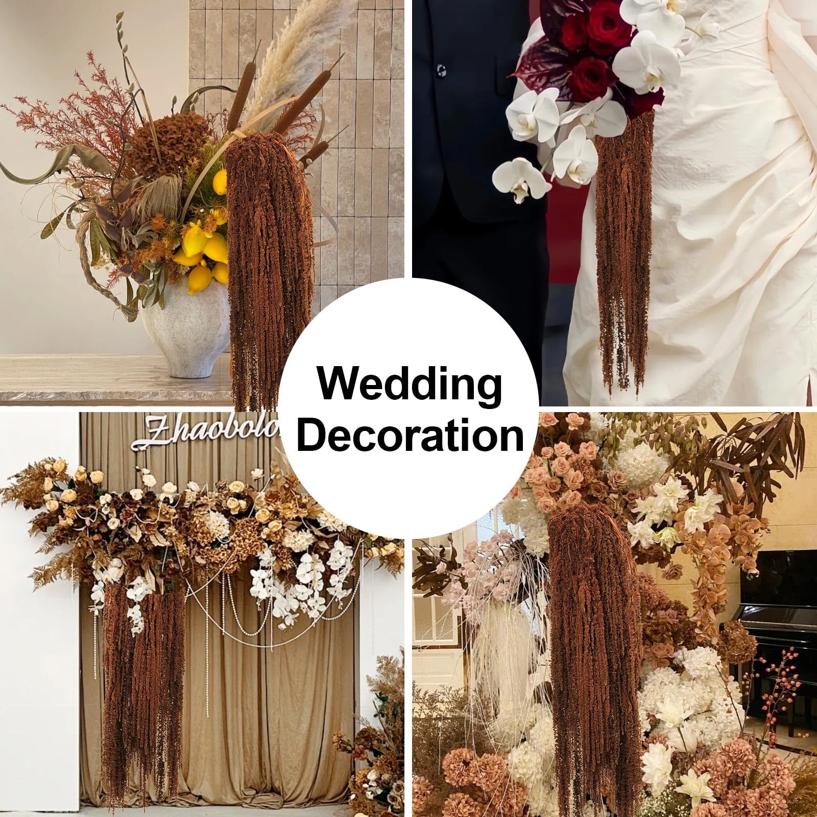 5 PCS Dried Amaranthus Hanging Flowers Natural Preserved Brown 24 Inch