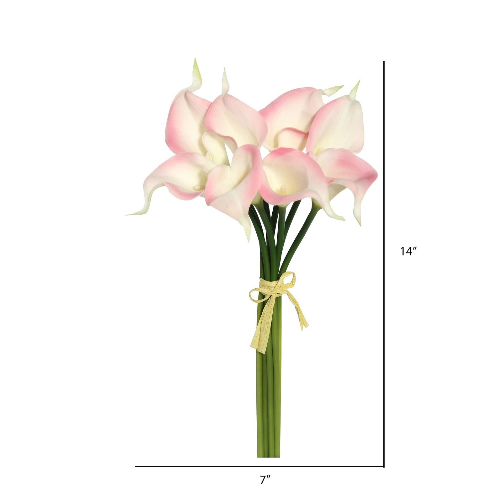 Pemberly Row 14” Contemporary Fabric Artificial Calla Lily Bundle in Pink