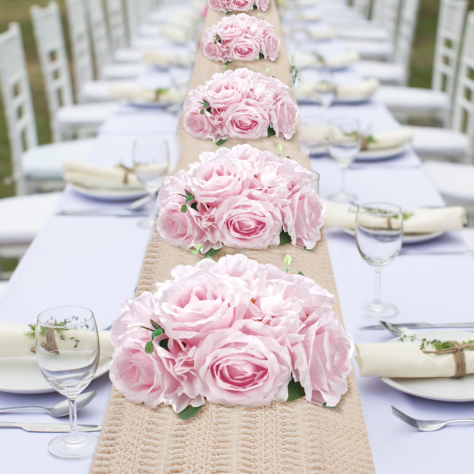 2 Pcs Flower Ball Centerpieces for Table Flower Ball Arrangement Bouquet Fake…
