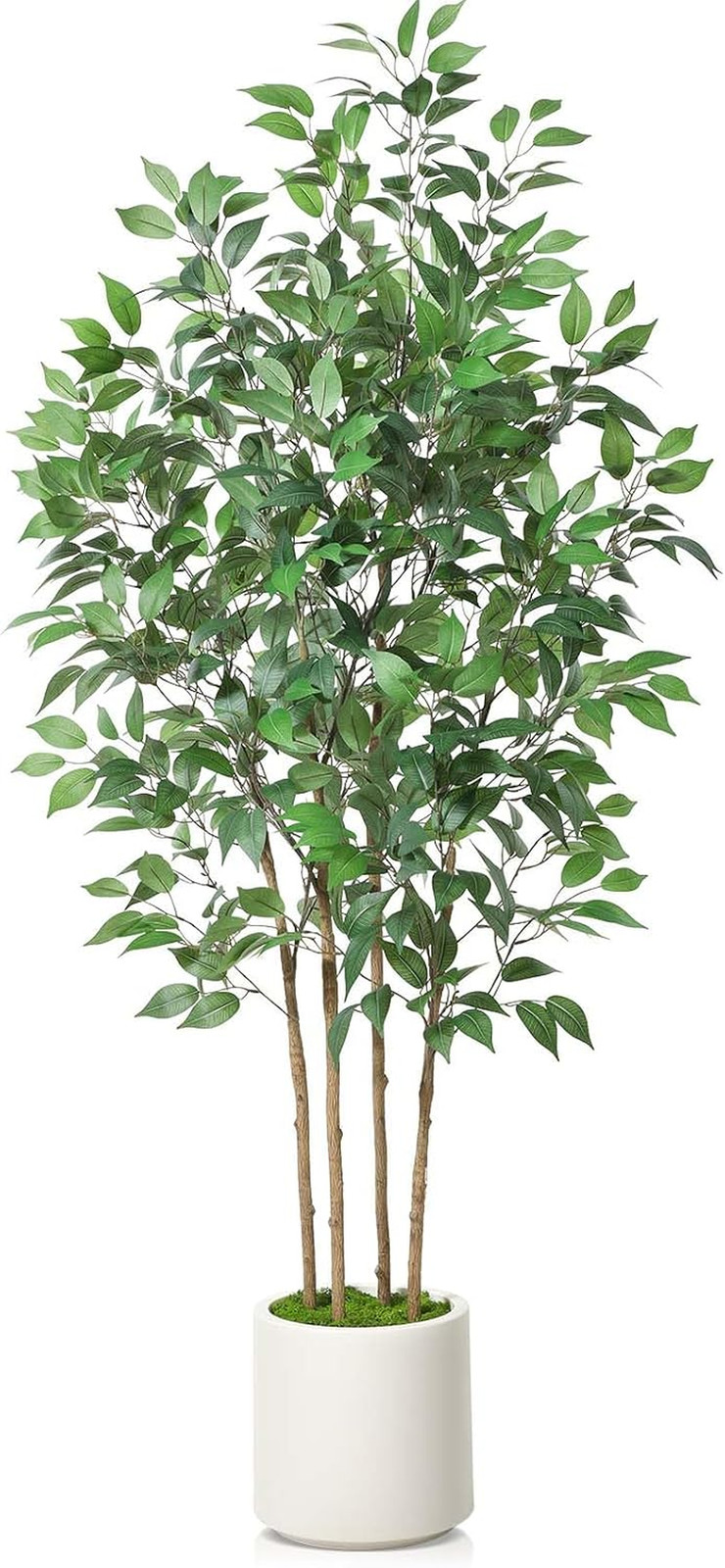 6Ft Ficus Artificial Tree in White Planter – Indoor Home Decor Faux Plant