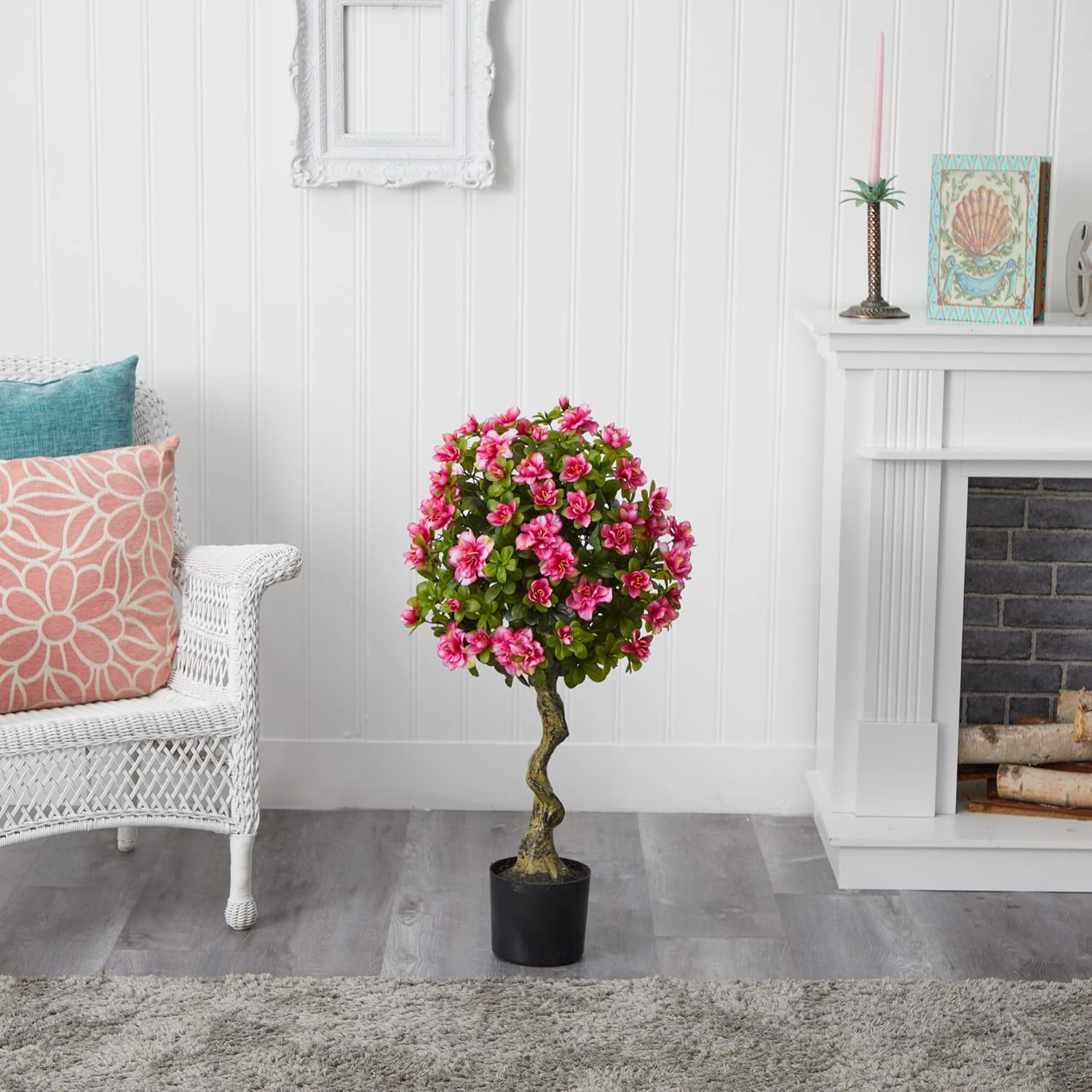 3Ft. Lifelike Azalea Artificial Topiary Tree for Home or Office Decor