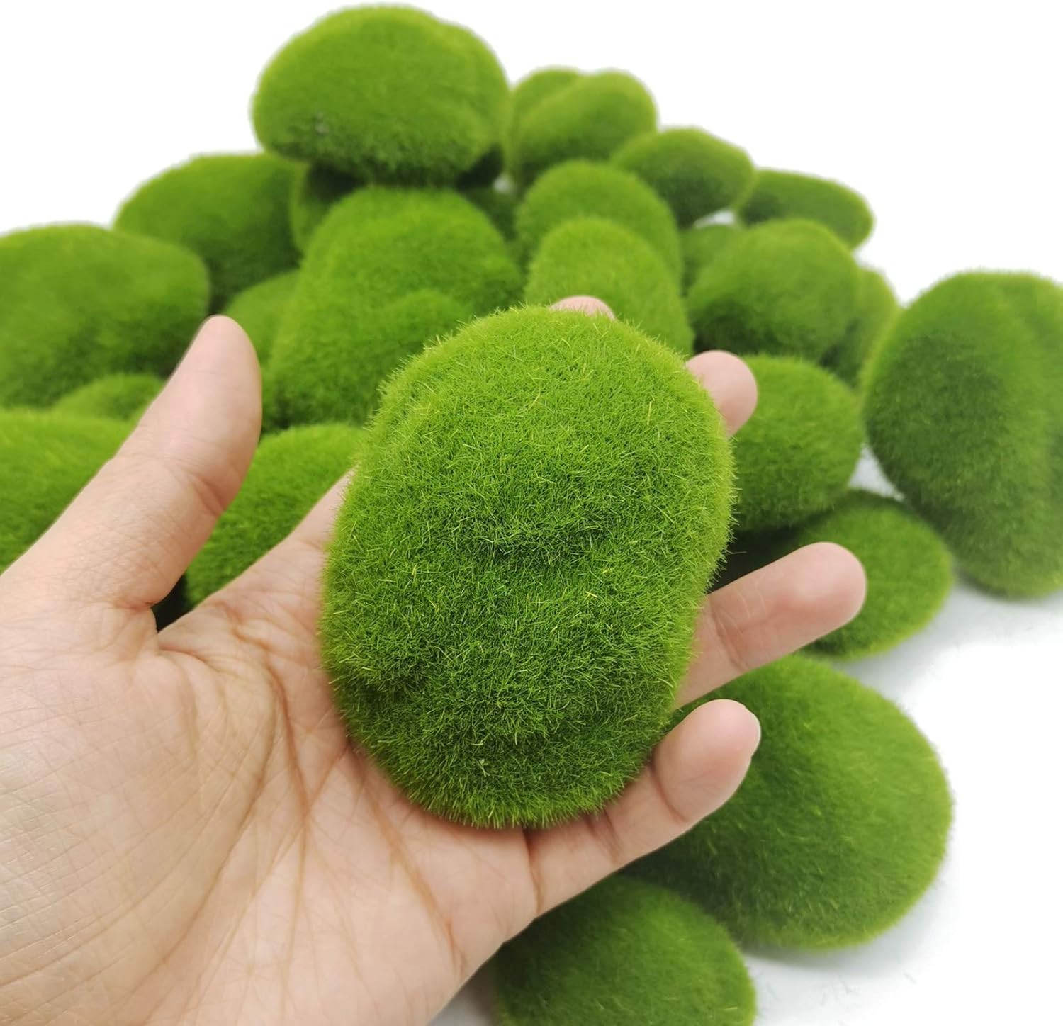 40PCS Artificial Moss Rocks (4 Sizes), Green Moss Decor for Floral Arrangements,