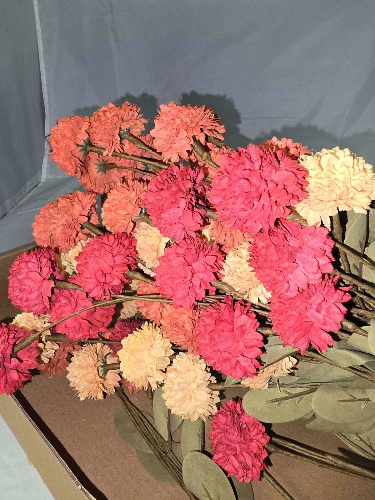 Vibrant Faux Floral Pieces Stems Orange, Pink, Cream NEW