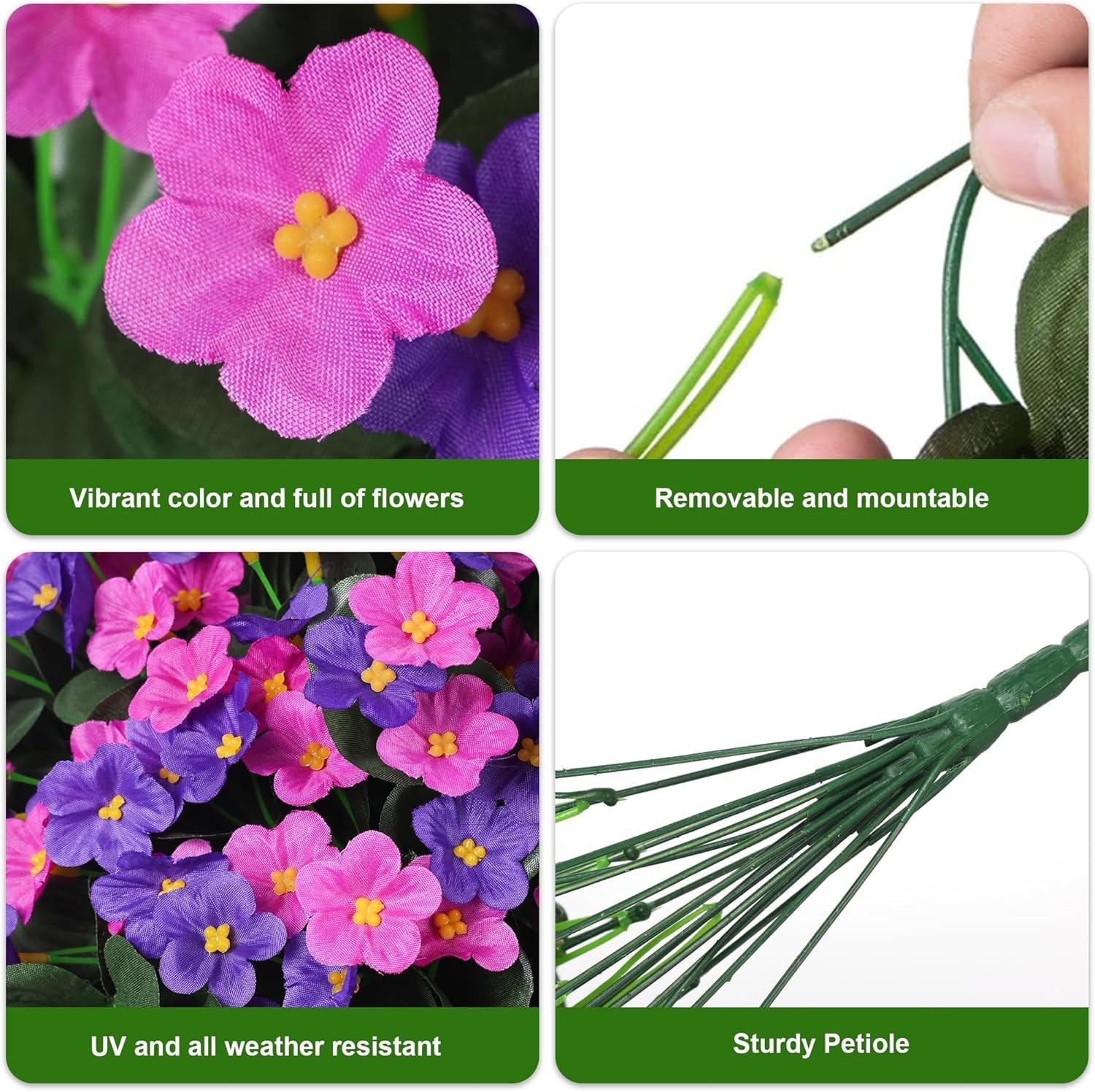 Elegant Silk Orchid Hanging Flowers – 2 PCS Dark Purple & Fuchsia for Outdoors