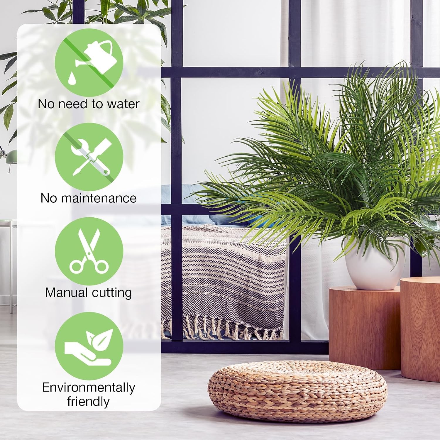 Artificial Palm Plants Leaves Fake Palm Tree Leaves Decor Greenery Faux Tropical