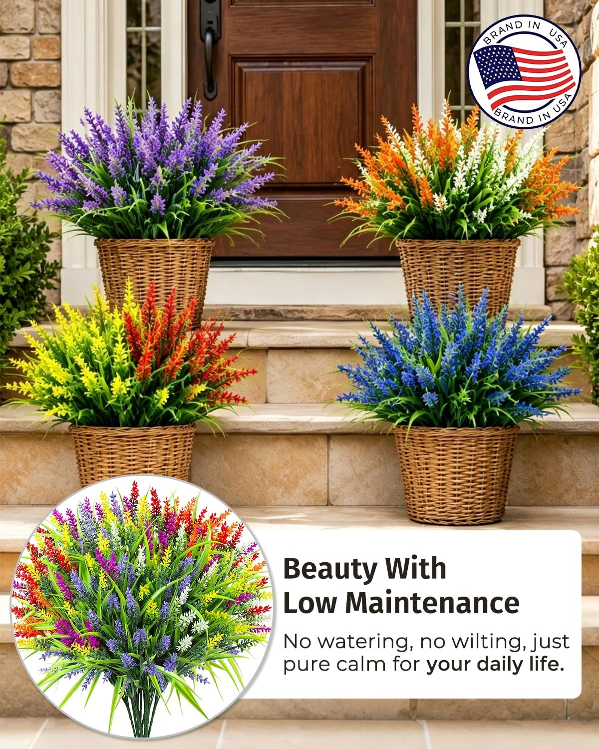 48 Bundles Decor Artificial Flowers, Outdoor Flowers All Weather Resistant, F…