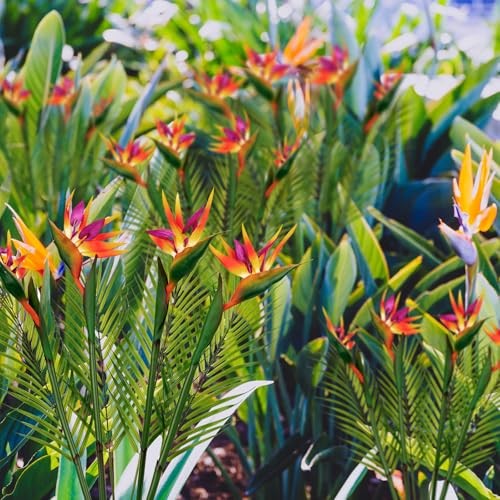 8 PCS Bird of Paradise Artificial Plant Combo Palm （c）31.5 Inch Orange（8 Pcs）