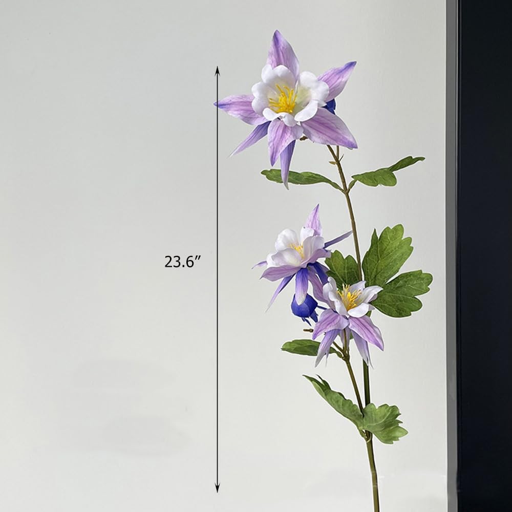 3Pcs Columbine Artificial Flowers Stem 23.6In Fake Clematis Greenery Branches…