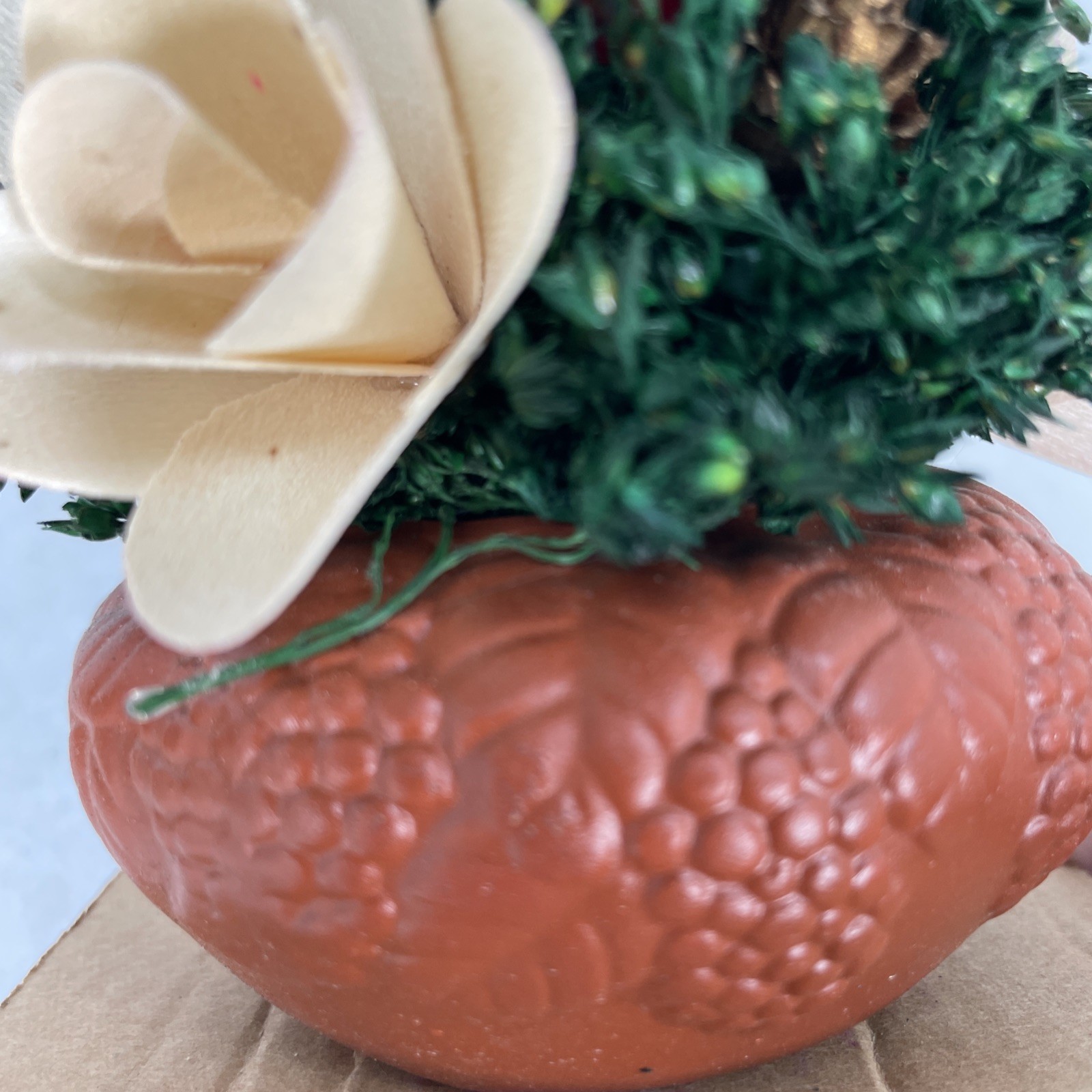 Vintage 2003 Christmas Mini Floral Arrangements Lot of 2 in Terracotta Pots New