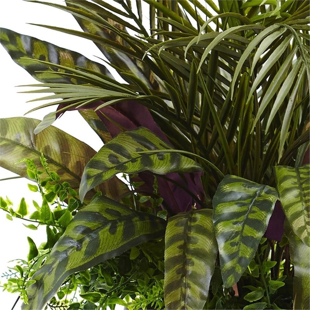 Pemberly Row 27″ Mixed Areca Palm/Fern & Peacock with Planter in Green/Bronze