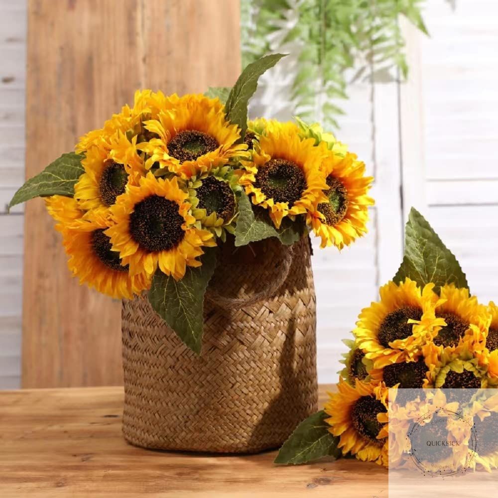 Artificial Sunflower Flowers Long Stem Silk Fake Large Sunflowers Decoration for