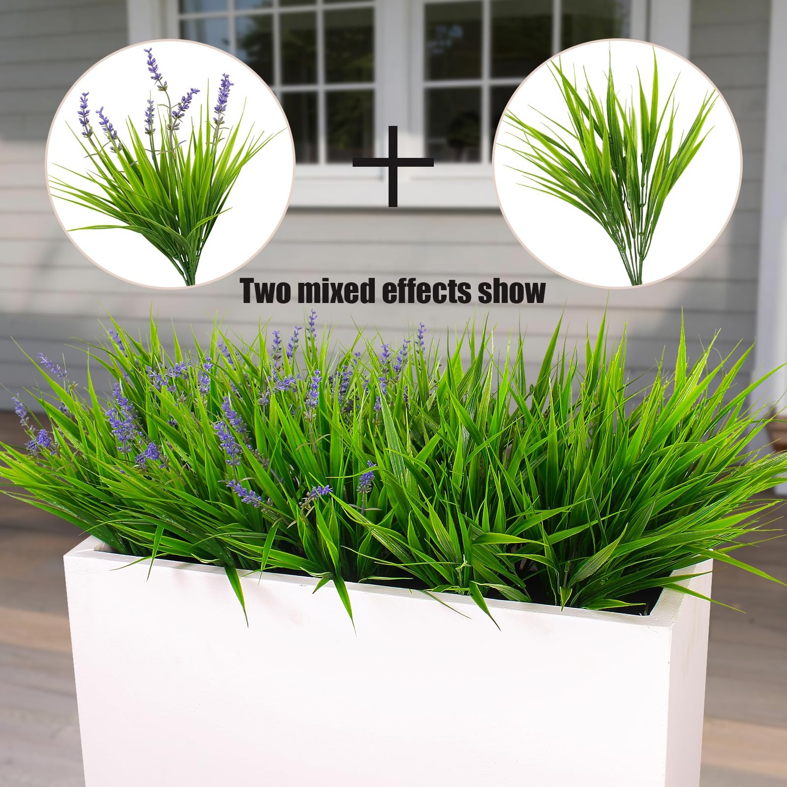 Artificial Plants Outdoor Fake Monkey Grass with Flowers for Pot UV Resistant…