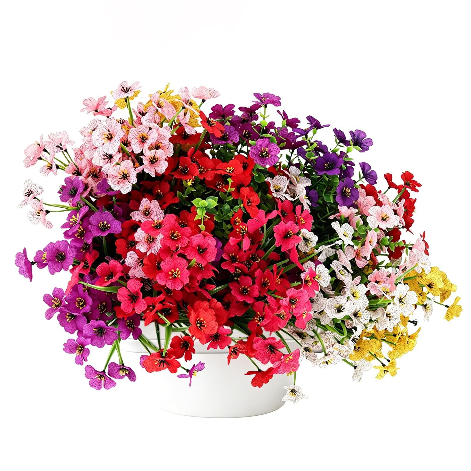 24PCS Artificial Flower Daisies and Eucalyptus Leaves,UV Resistant Faux Flowe…