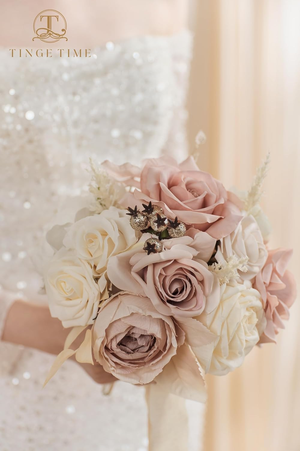 Artificial Flowers Combo Mix Silk Flowers Pink Roses W/Stem for DIY Wedding Brid