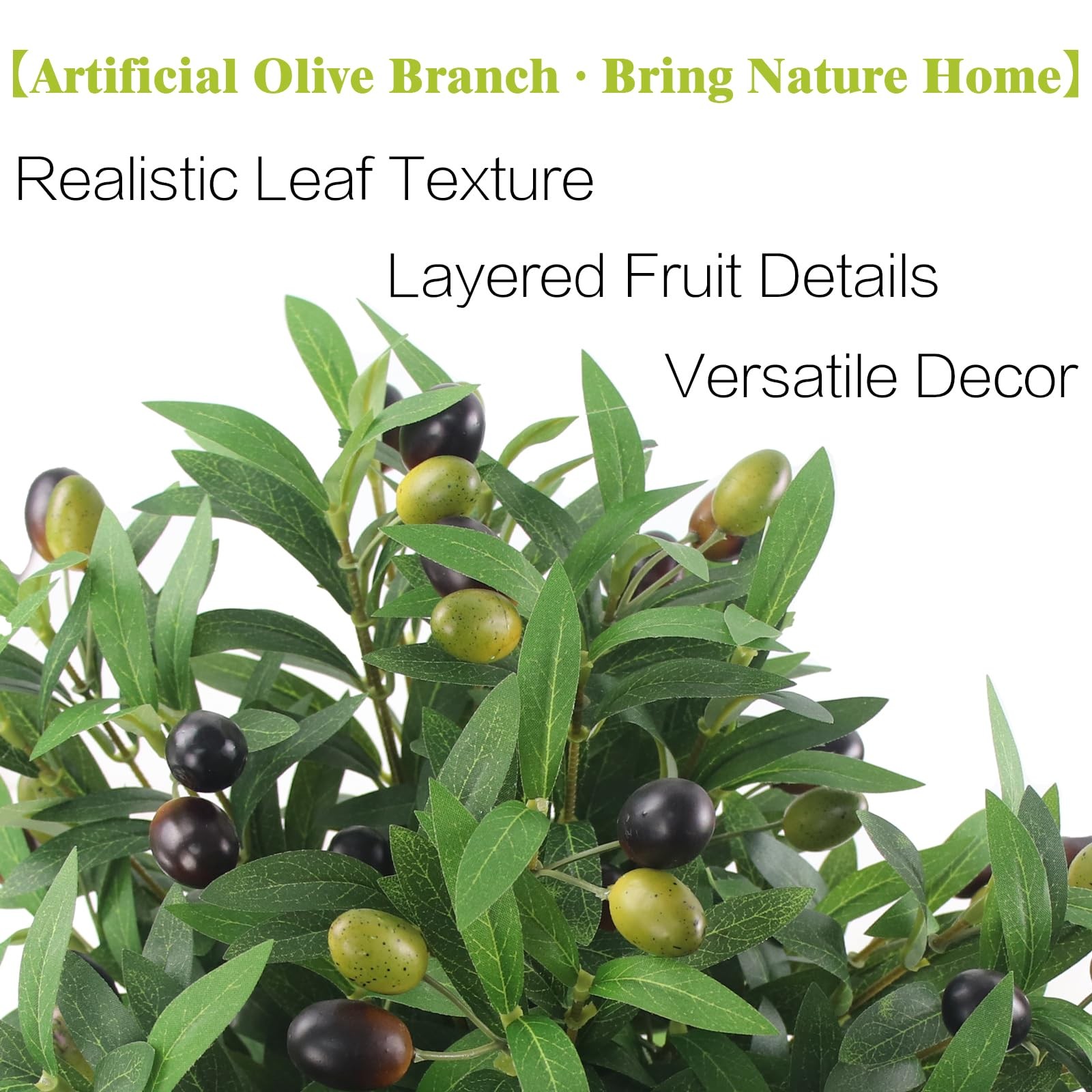 Artificial Olives Plants Stems for Vase, 4 Pcs Fake Greenery Olive Branches S…