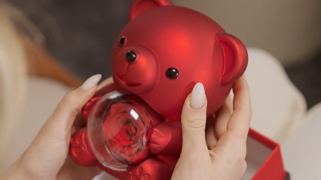 Adorable Teddy Bear with Real Preserved Rose – Elegant Gift Box for Mother’s Day
