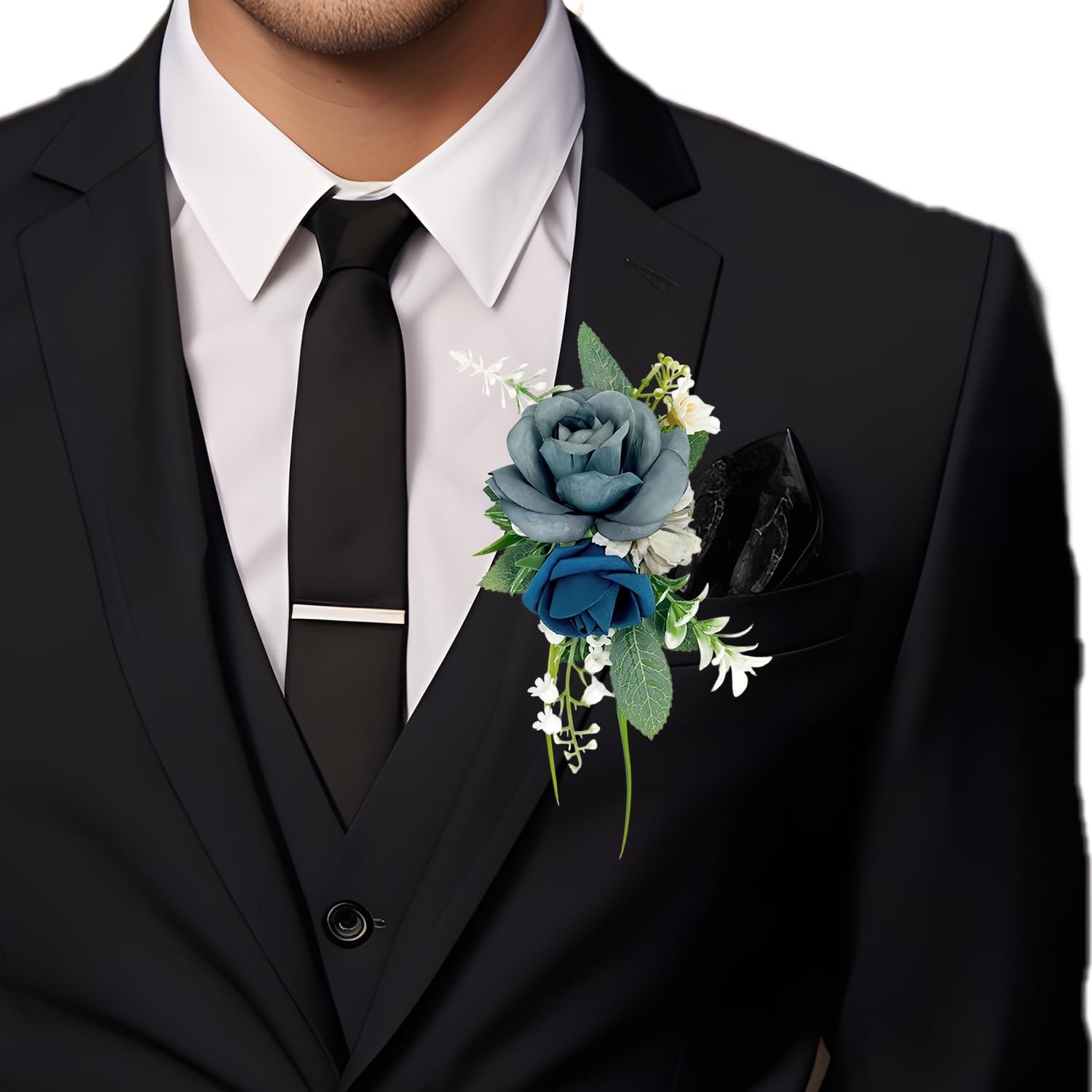 Boutonniere For Men Blue Rose Groom Groomsmen Wedding Prom 6.7×4 Inch Size