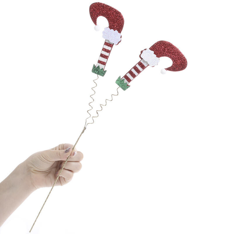 Set of 4 Festive and Whimsical Glittered Elf Legs Christmas 16-3/4″ Floral Picks