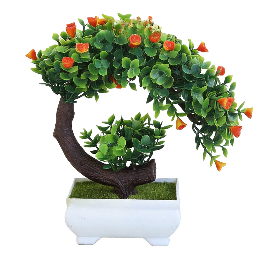 20cm Faux Bonsai Tree Green Plastic Indoor Plant for Office Living Room