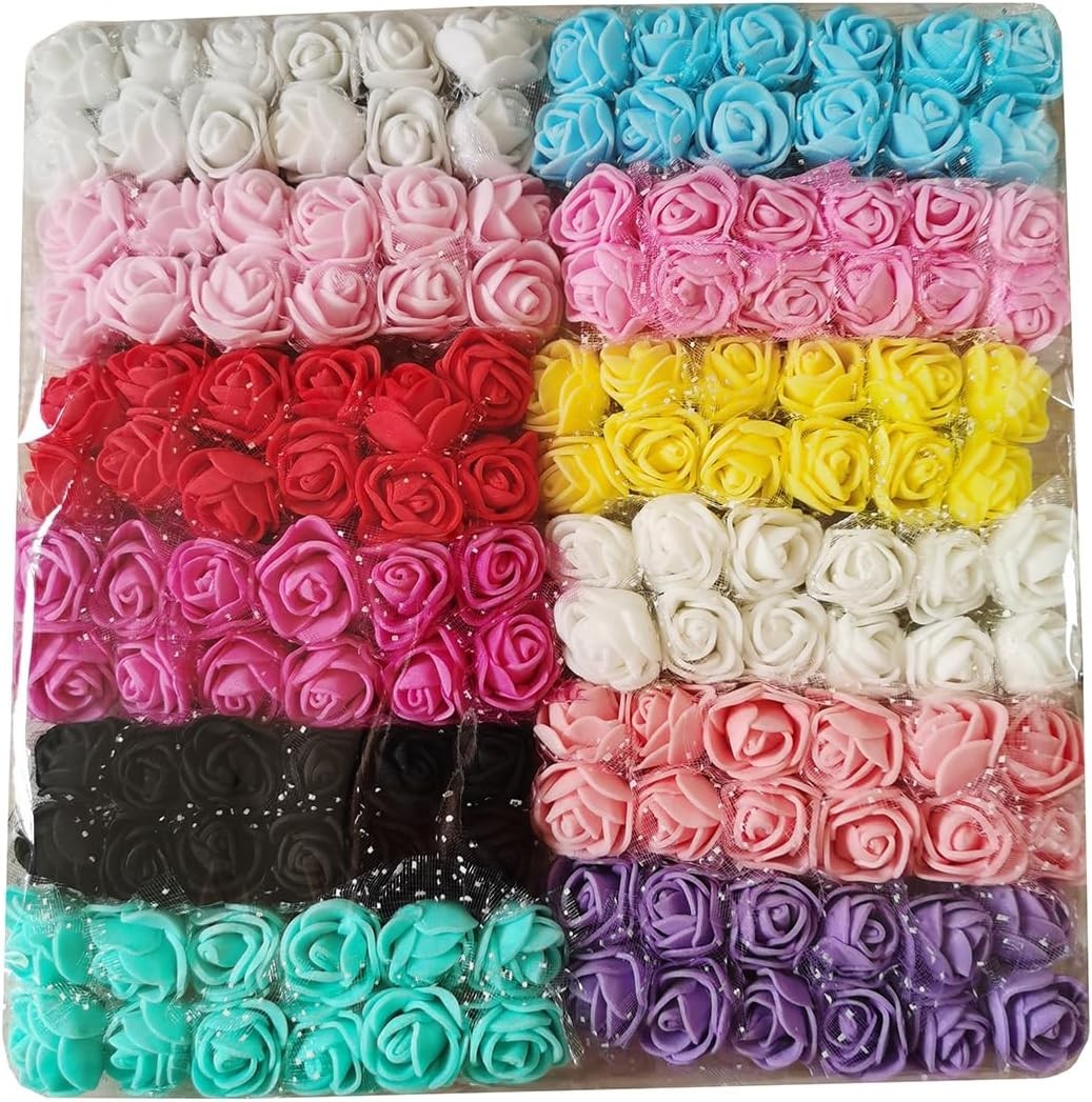 144 Mini Fake Rose Flower Heads – DIY Wedding Decor & Accessories in Multicolor