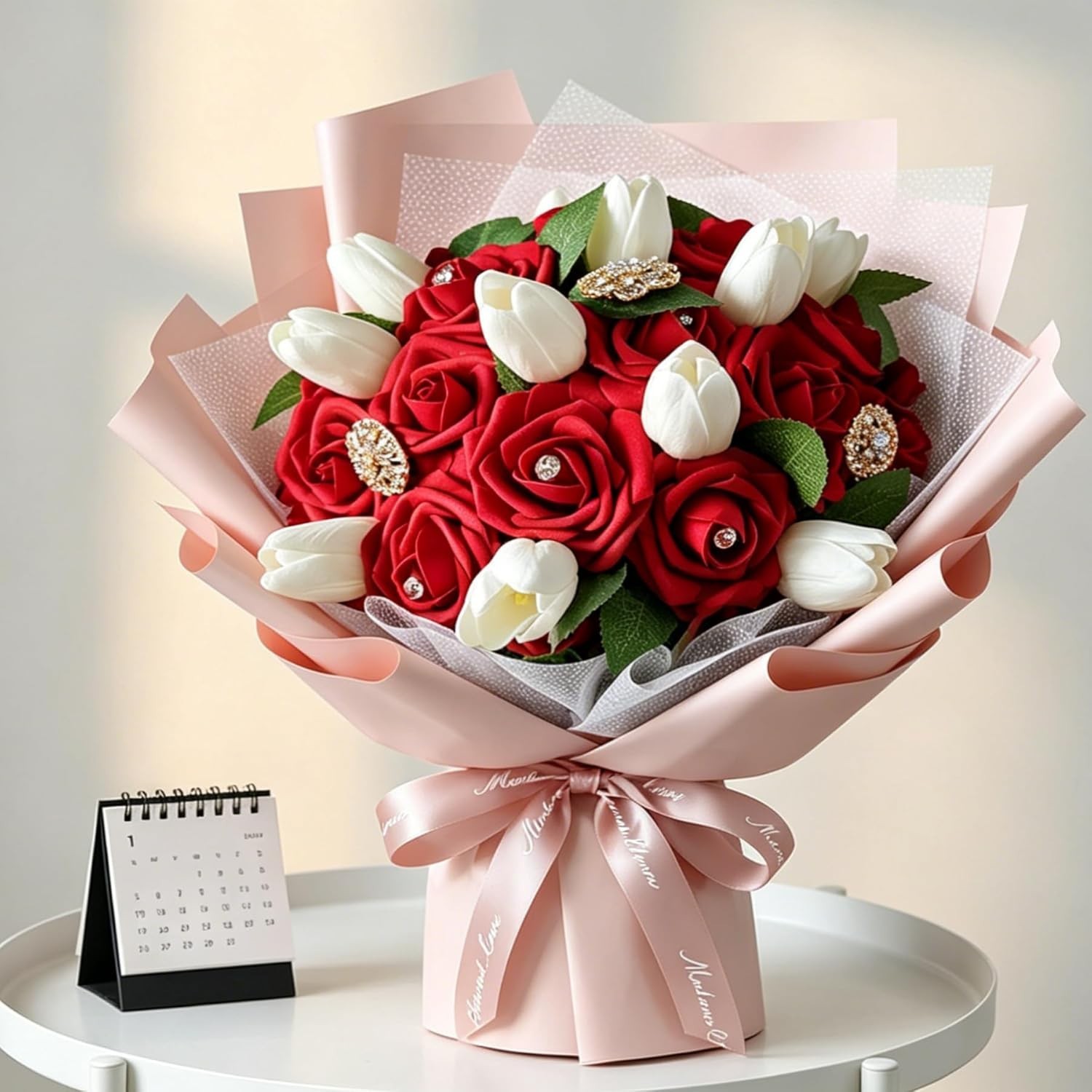 Artificial Flowers Dark Red Rose 25pcs Real Looking Fake Roses w/Stem for DIY…