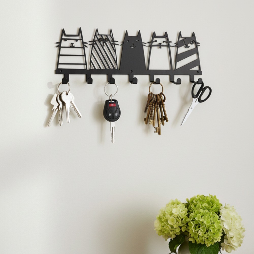 Black Metal Wall Hooks – Heavy Duty Coat Hat Keychain Entryway Rack Decor